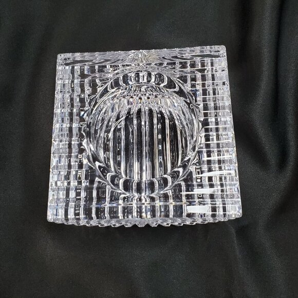 Vintage "Vide Poche" French Cut Crystal Trinket Dish Candle Holder Tea Light 4" - Picture 2 of 14
